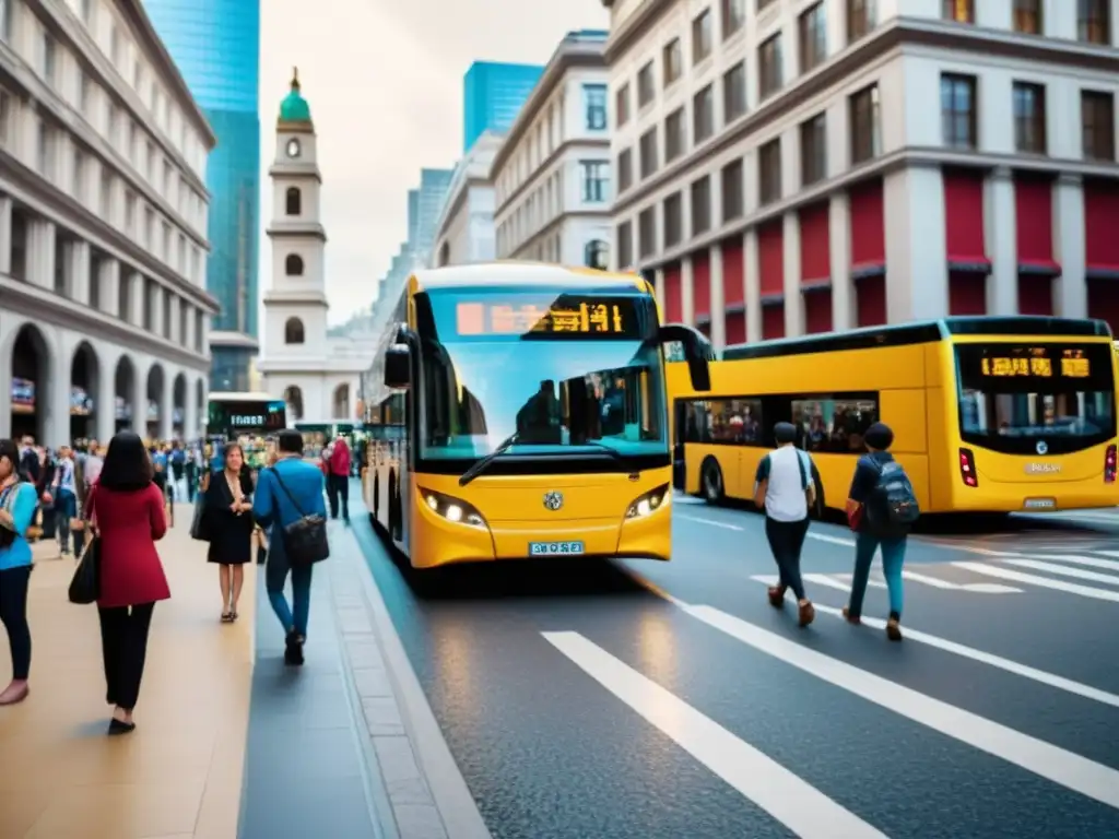 Vibrante calle de ciudad llena de turistas de todo el mundo, capturando la esencia de la democratización del turismo a nivel mundial