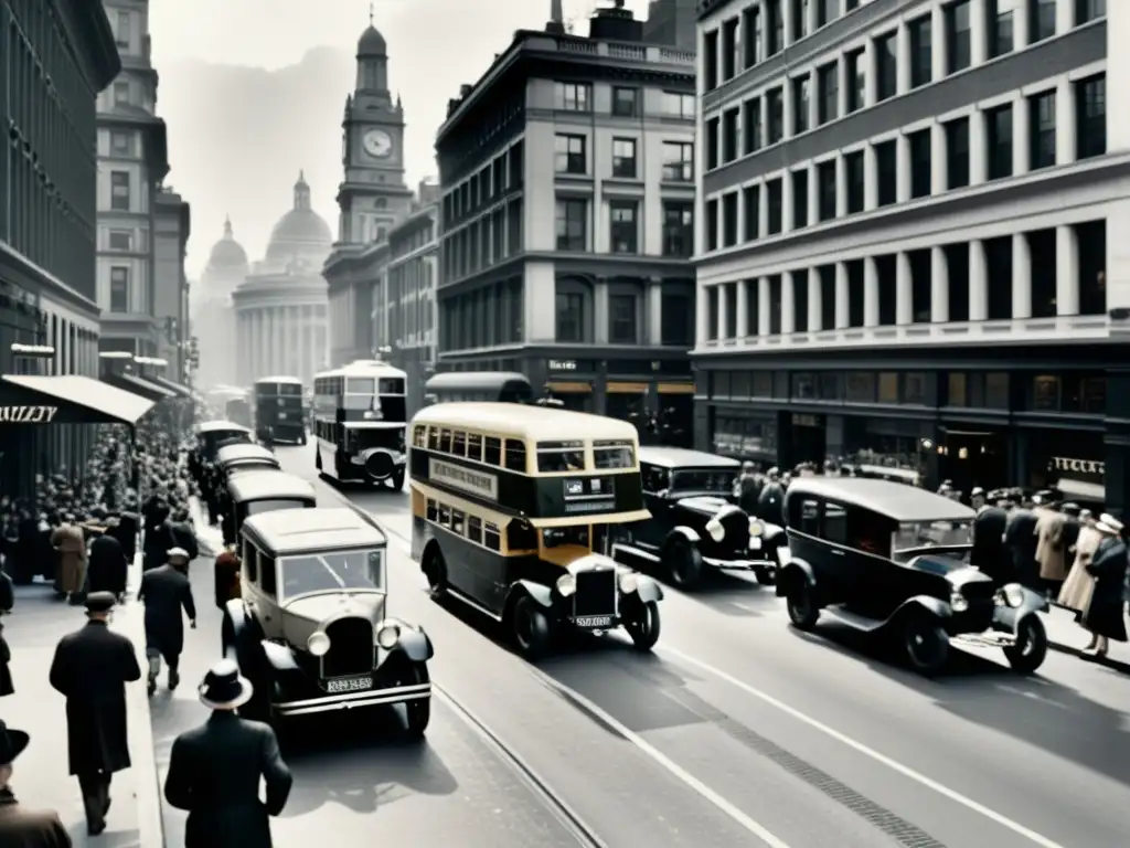 Vieja metrópolis bulliciosa de 1920