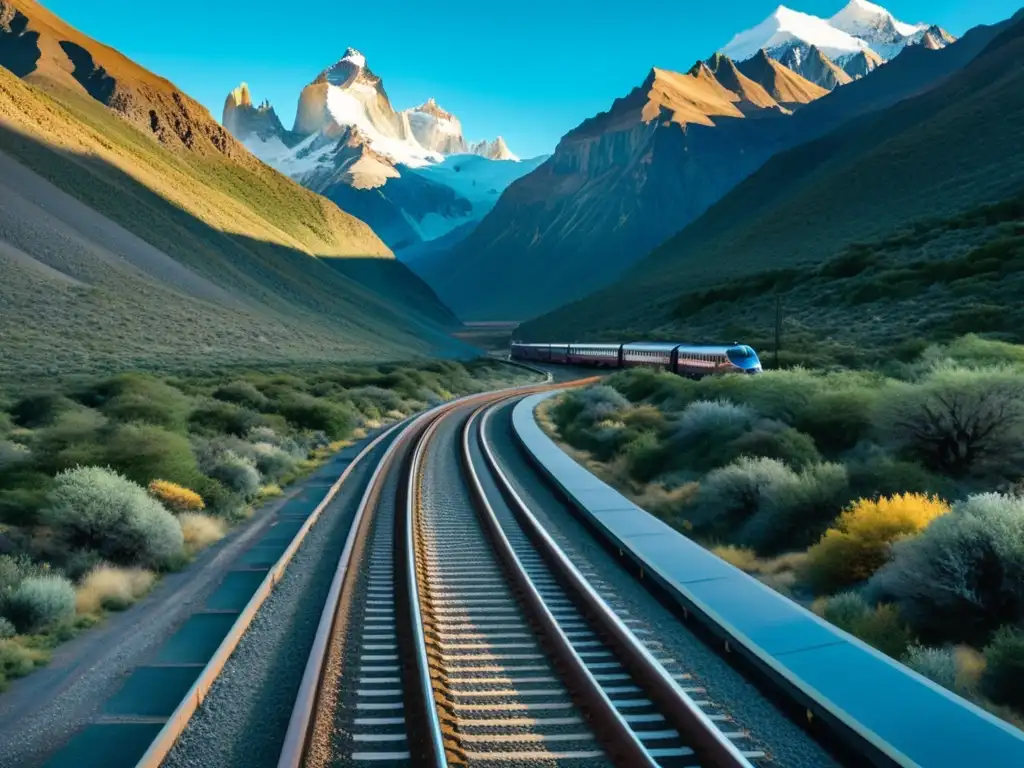 Viejo tren recorre rutas míticas entre montañas nevadas, evocando la literatura de la Patagonia