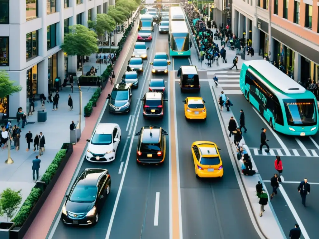 Vista aérea de la revolución en la economía compartida del transporte personal en una ciudad vibrante