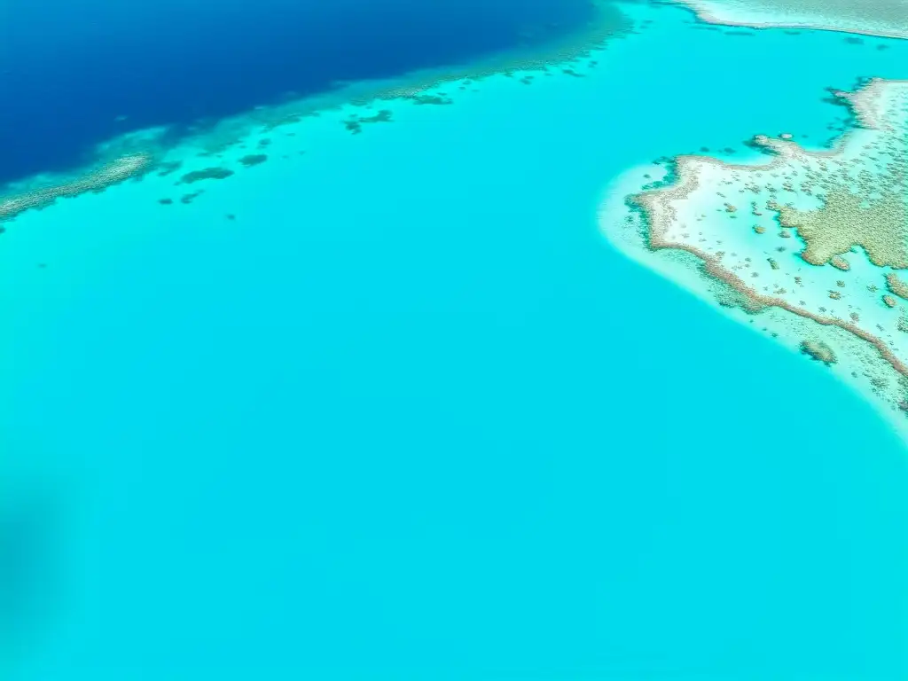 Vista aérea impresionante del Gran Arrecife de Coral, con colores vibrantes y aguas turquesas, resaltando la belleza de los tours aéreos no tripulados destinos turísticos