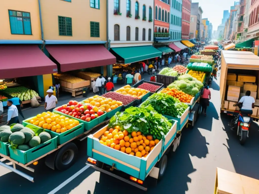 Vista animada de la distribución de alimentos en la ciudad resalta la importancia del transporte en seguridad alimentaria