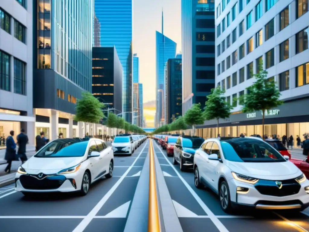 Vista de ciudad con infraestructura de carga en propiedades, mostrando la integración de la tecnología en el paisaje urbano