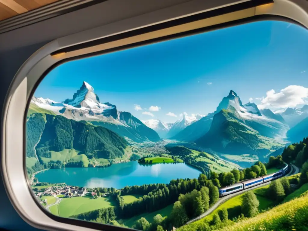 Vista impresionante desde el tren en los Alpes Suizos, una de las mejores rutas de tren con vistas al mundo