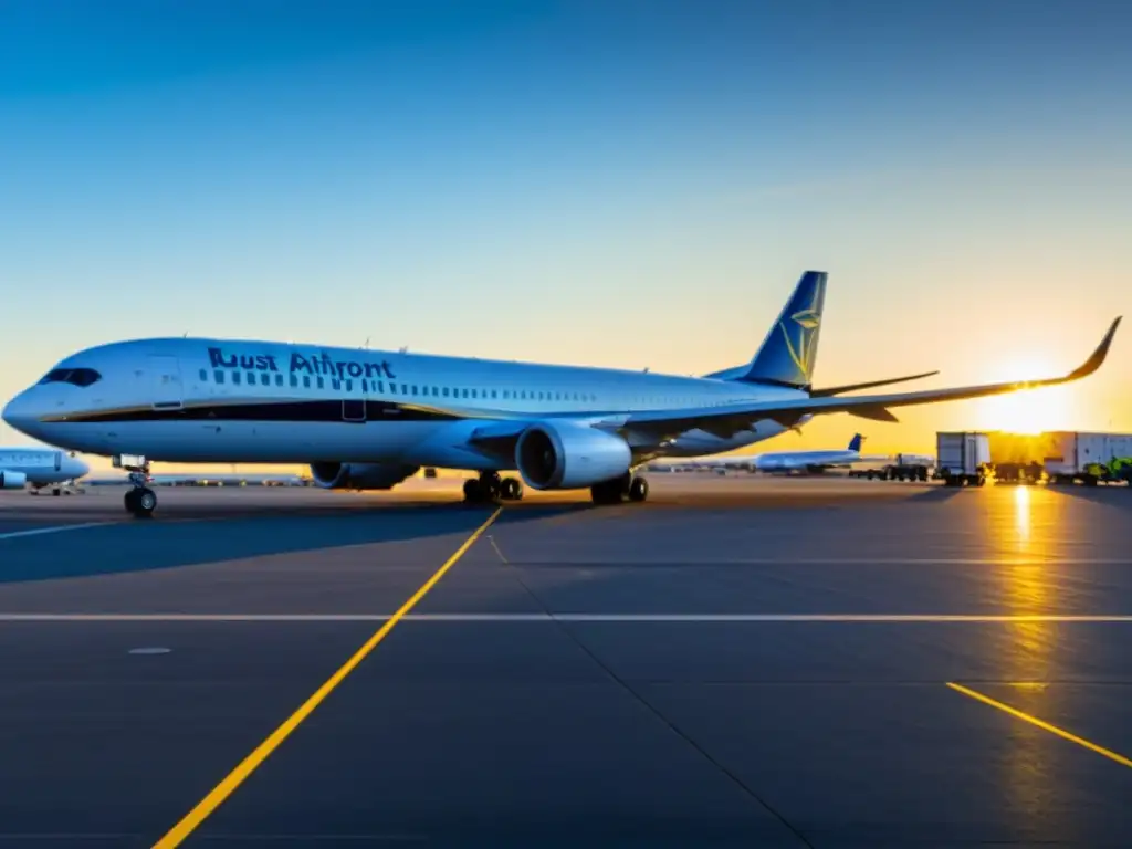 Vista panorámica del aeropuerto moderno con aviones comerciales estacionados, reflejando la eficiencia y actividad